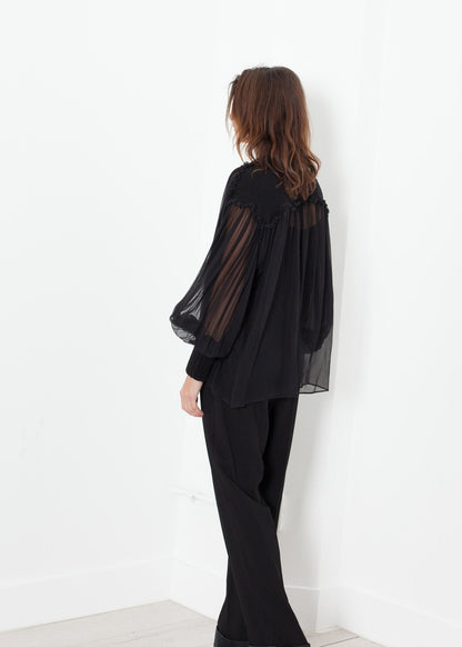 Poet Silk Sweater in Black (6707097305182)
