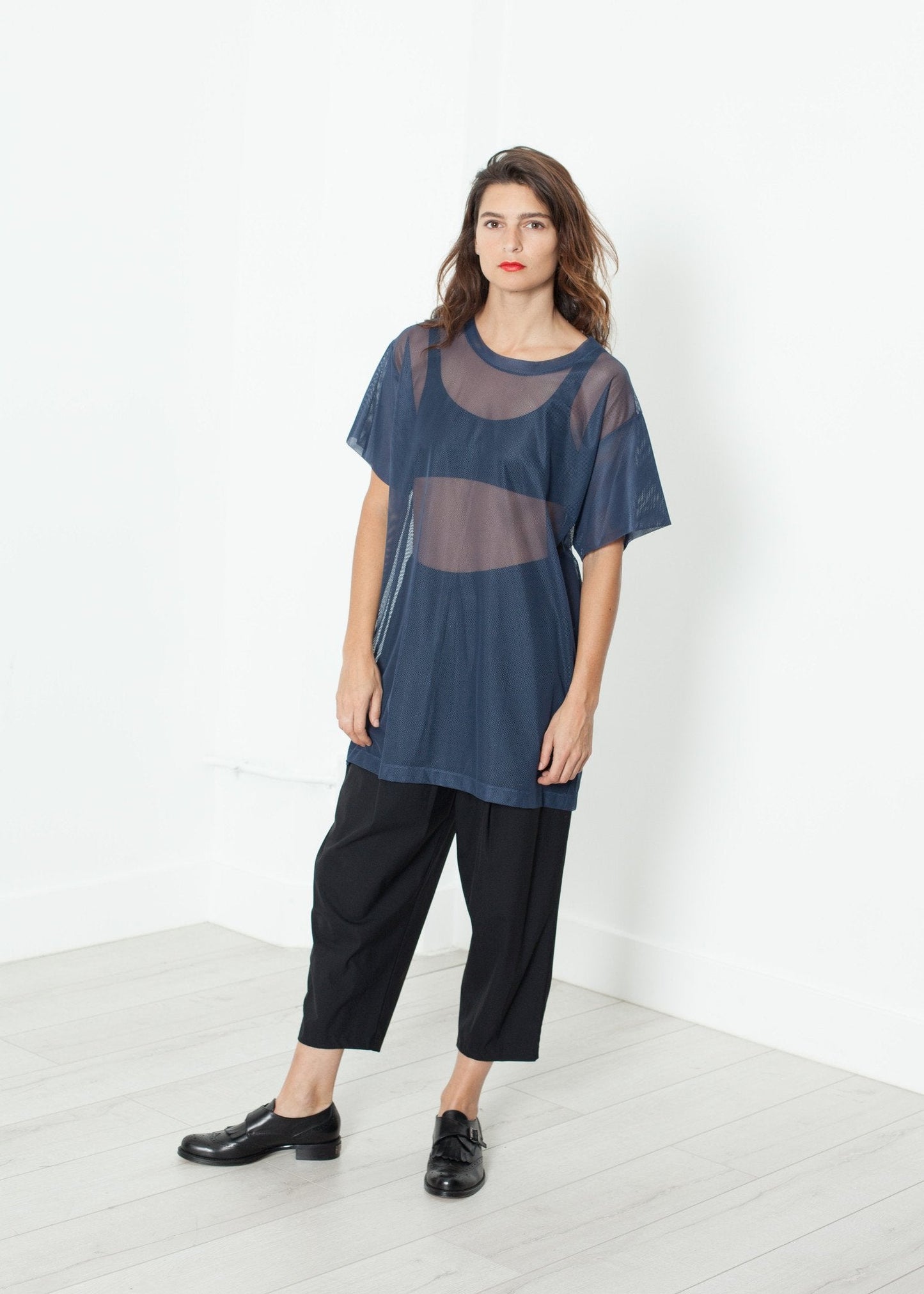 Mesh Over Dress in Navy (6707100352606)