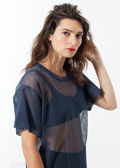 Mesh Over Tee in Navy (6707100680286)