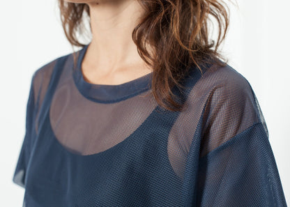 Mesh Over Tee in Navy (6707100680286)
