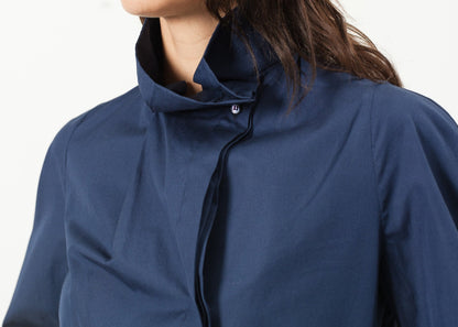 Full Collar Poplin Blouse in Navy (6707103301726)