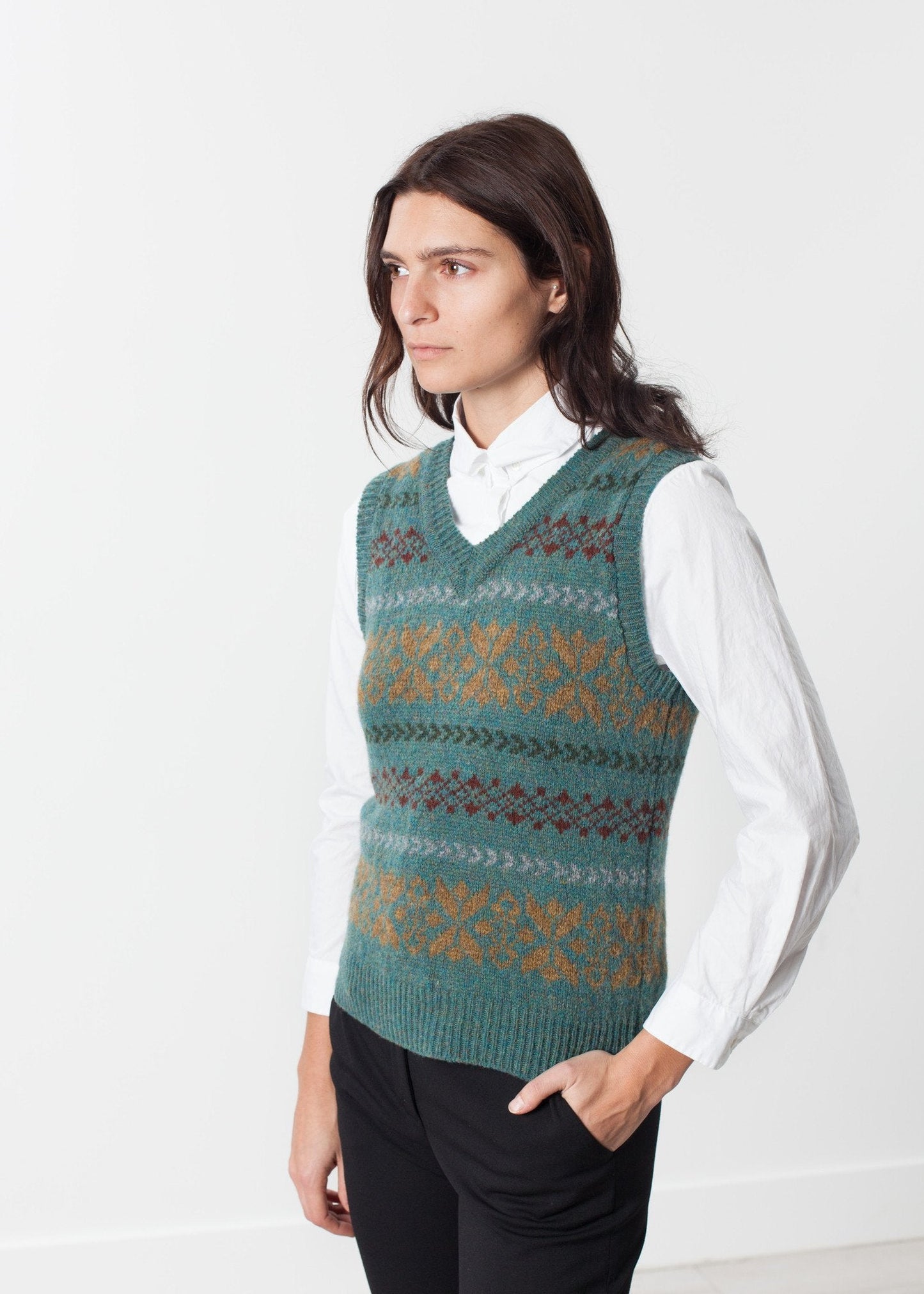 Fair Isle Vest in Army (6707096879198)