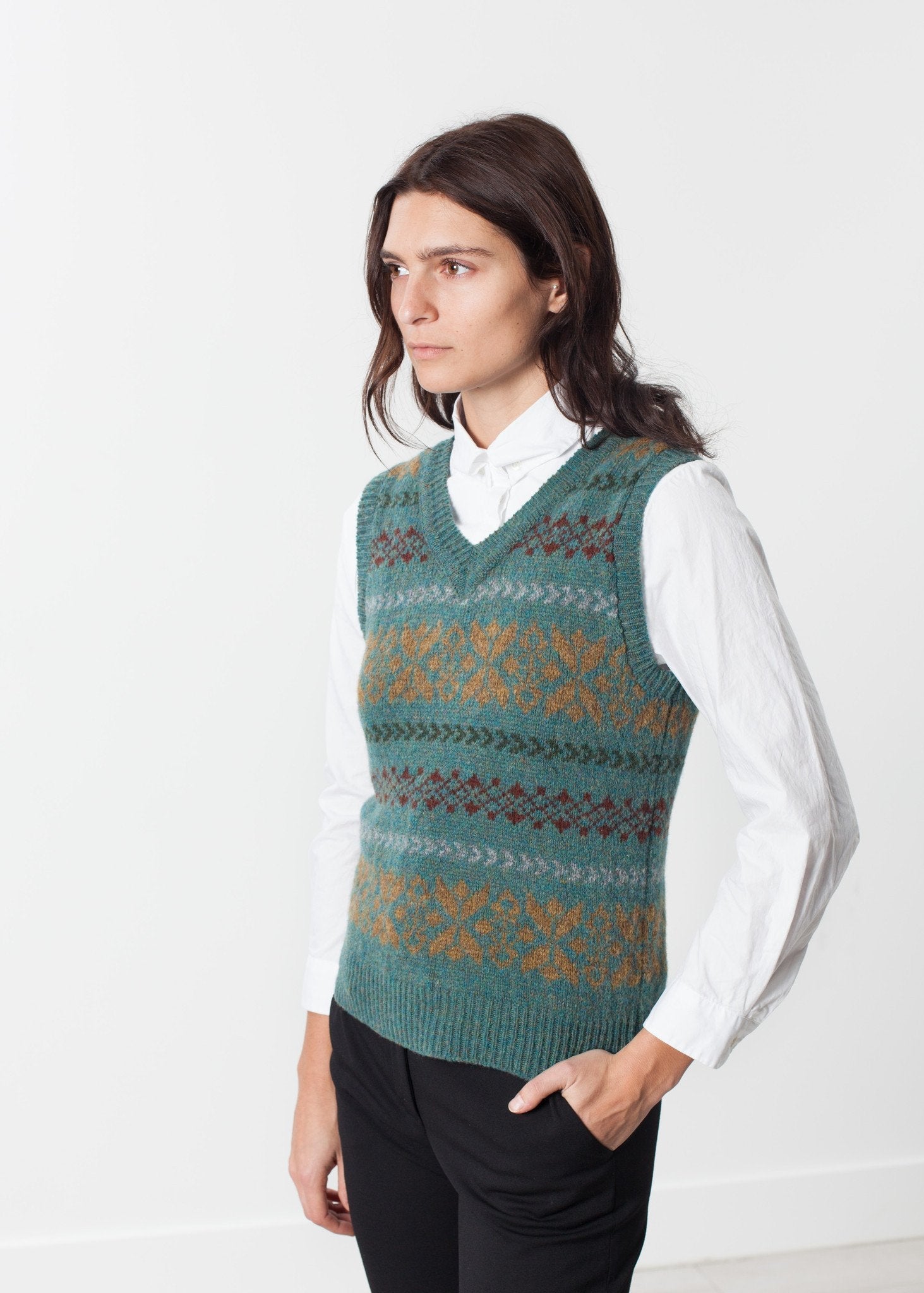 Fair Isle Vest in Army (6707096879198)