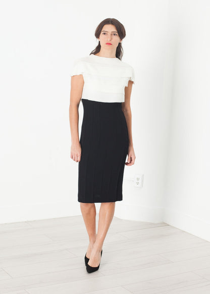 Layered Contrast Dress in Cream/Black (6707106742366)