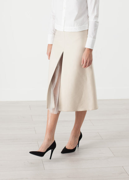Tulle Pleat Skirt in Cream (6707104907358)