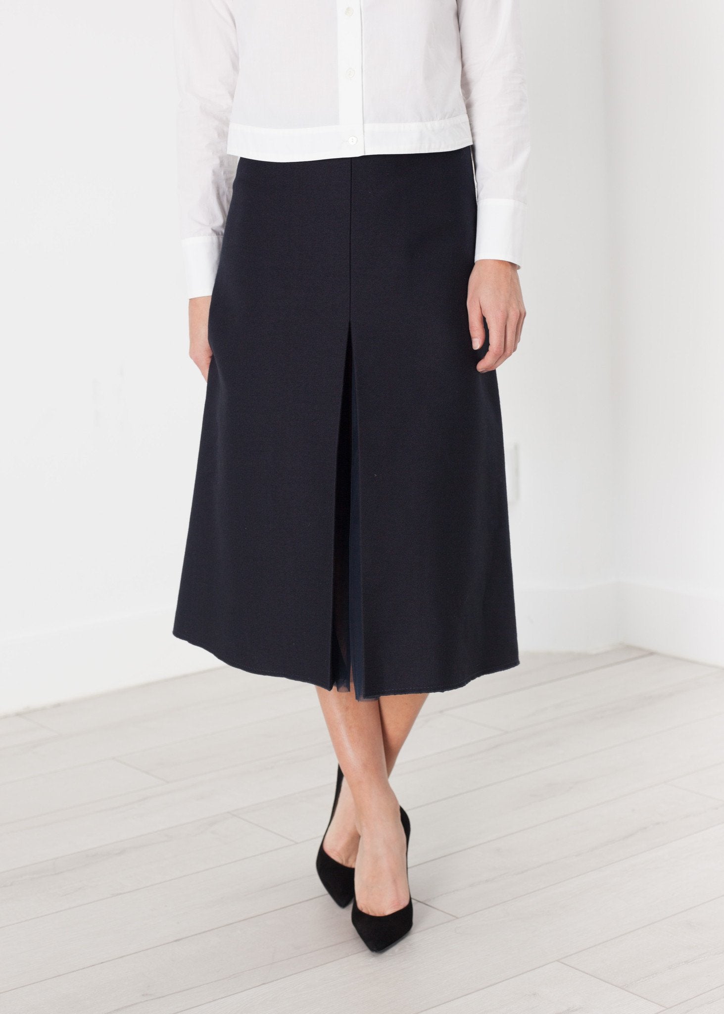 Tulle Pleat Skirt in Navy (6707104940126)