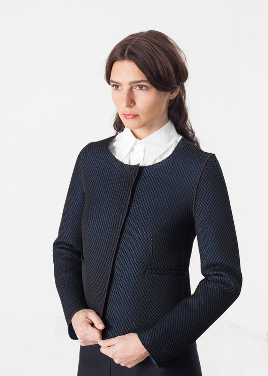 Weave Jacket in Black/Blue (6707105038430)