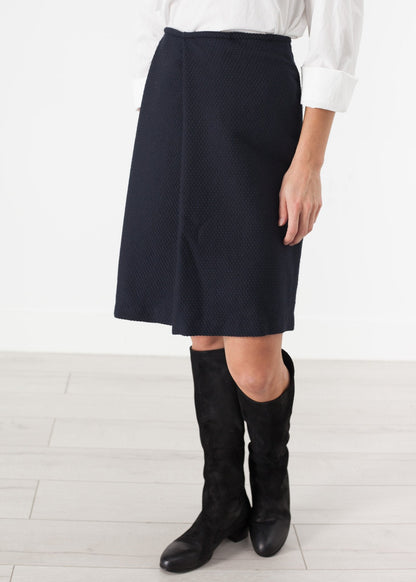 Pleated Wool Skirt in Navy (6707095404638)