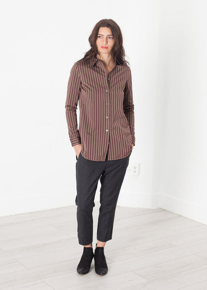 Sheen Button-Up in Red/Tan (6707094880350)