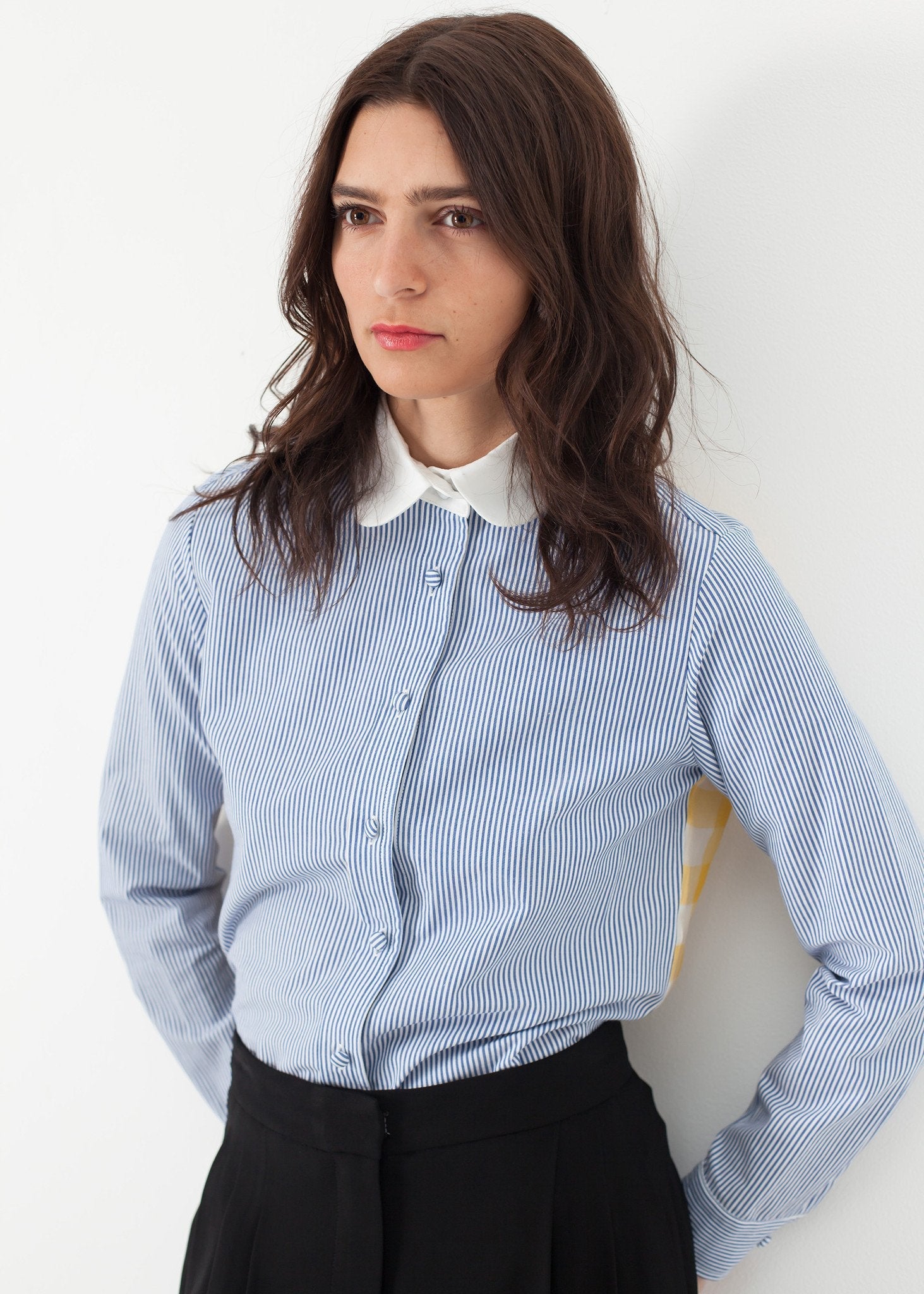 Longsleeve Blouse in Blue Stripe (6707095601246)