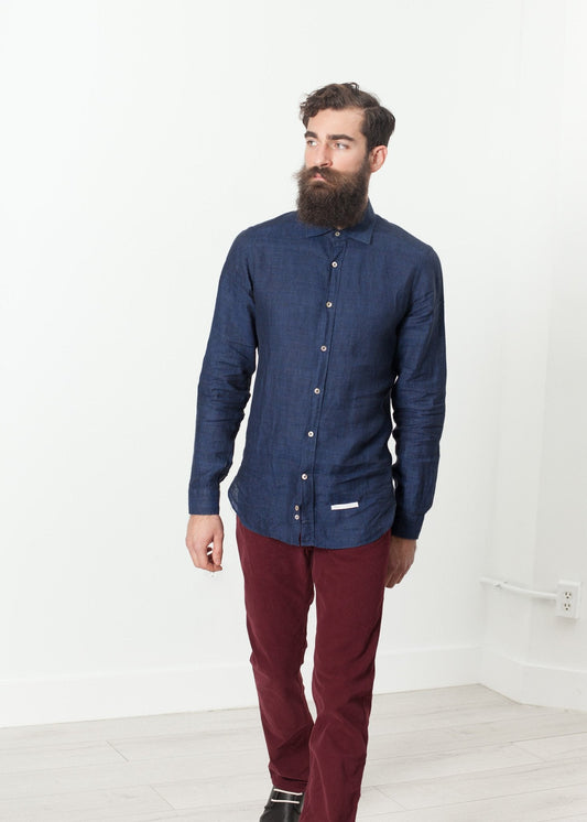 Button Up Shirt in Navy (6707105923166)