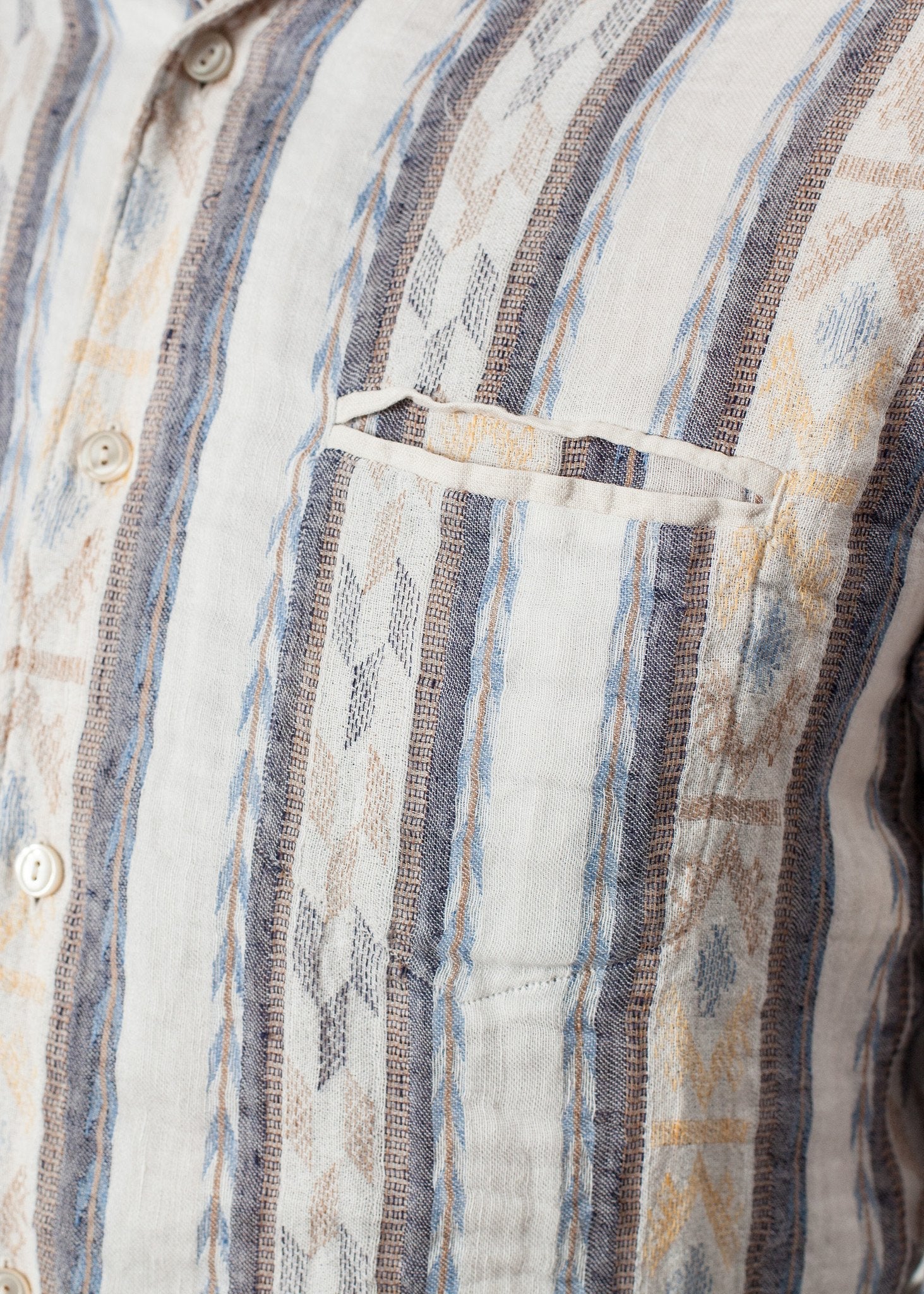 Linen Western Shirt in Beige/Blue (6707104743518)