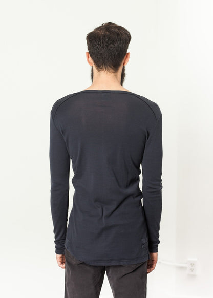 Cotton Henley in Blue Grey (6707095863390)