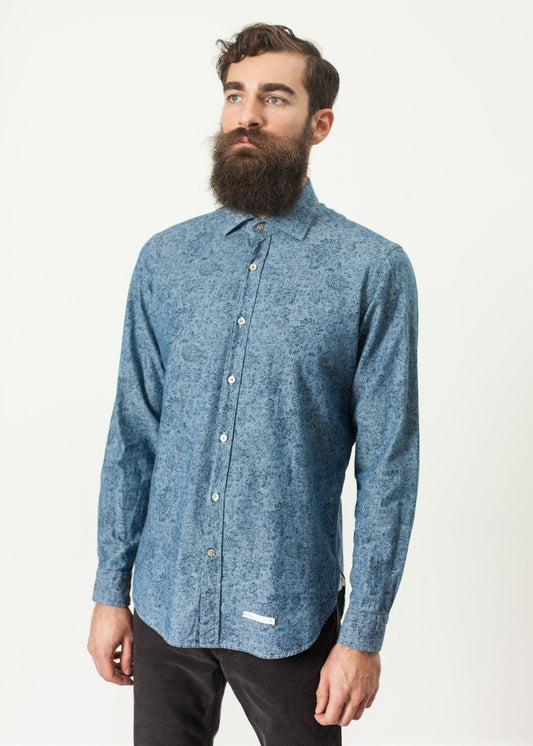 Floral Button-Up in Blue (6707105955934)