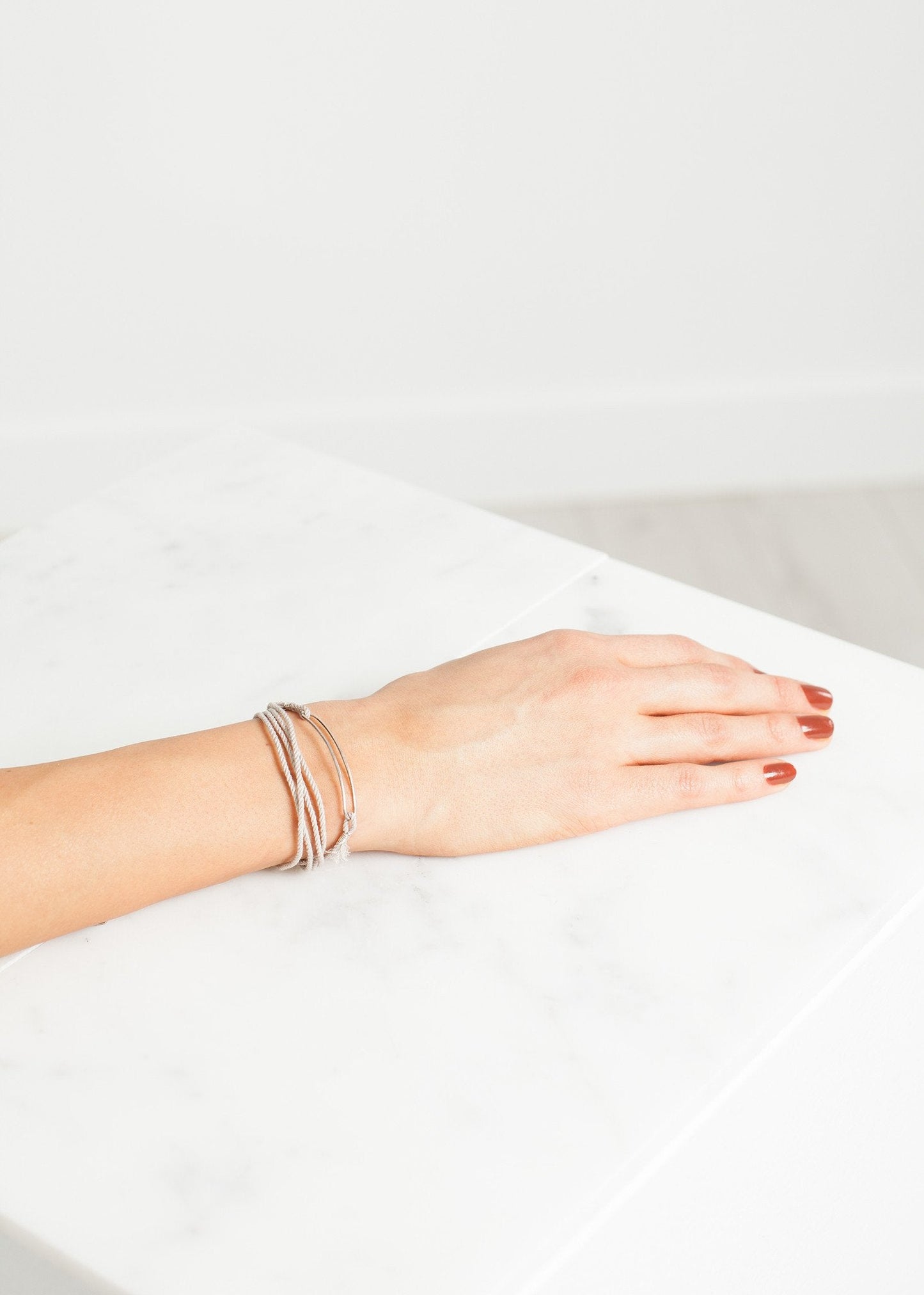 Bracelet 85 in Grey Silk/Silver (6707089703006)