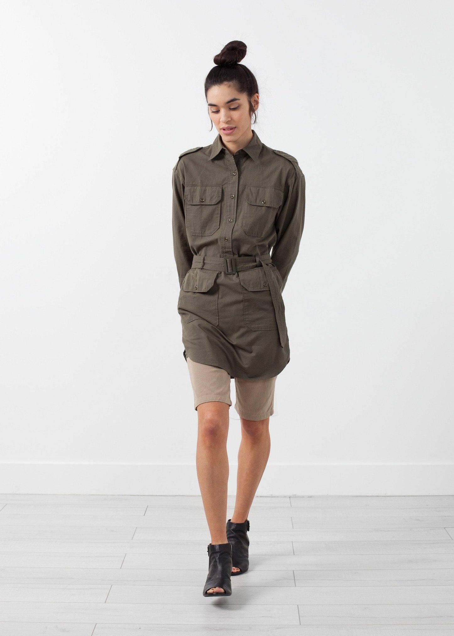 Belted Surplus Dress (6707087736926)