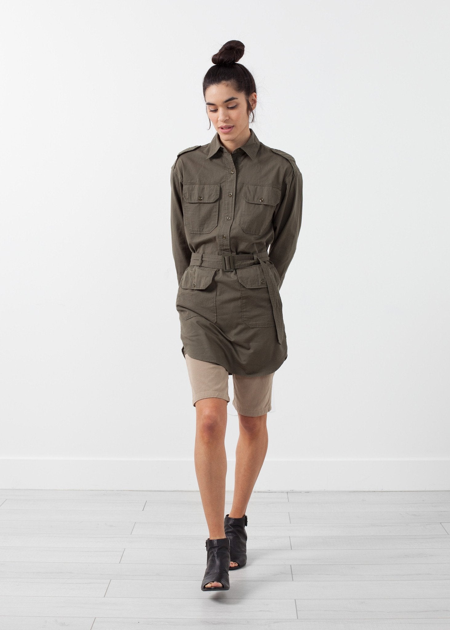 Belted Surplus Dress (6707087736926)