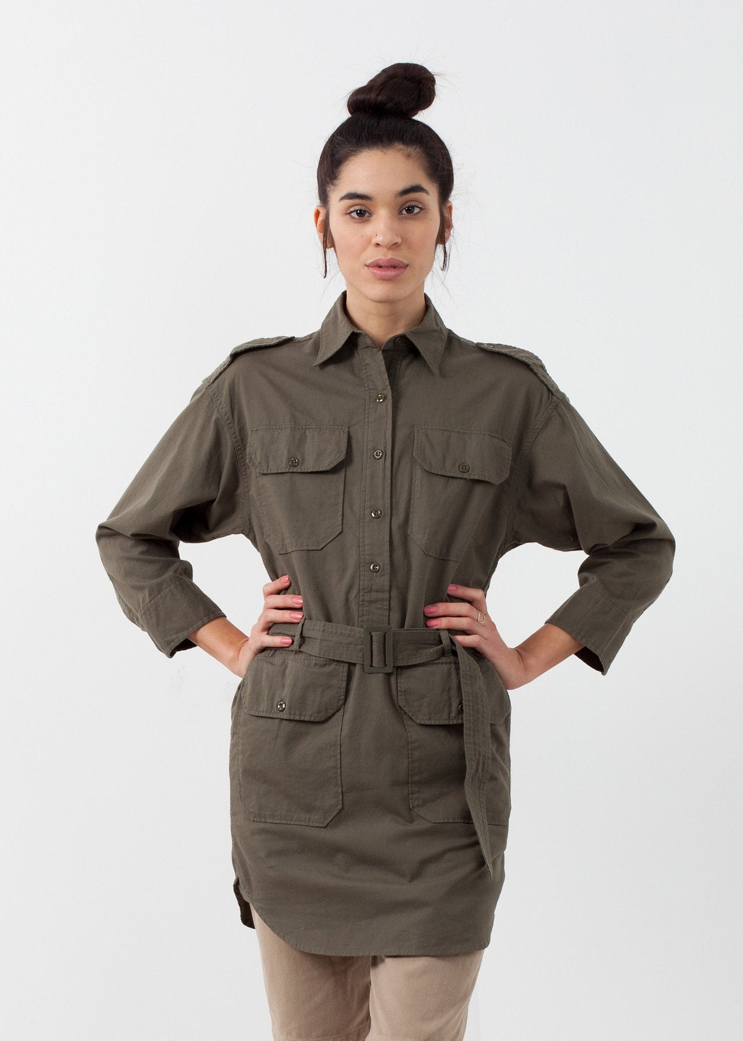 Belted Surplus Dress (6707087736926)