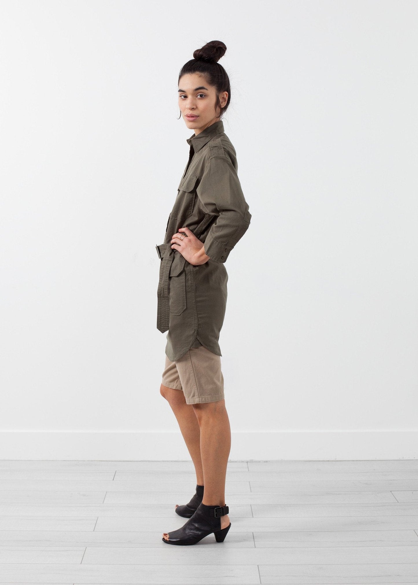 Belted Surplus Dress (6707087736926)