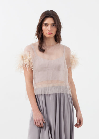 Organza Feather Top (6707068633182)