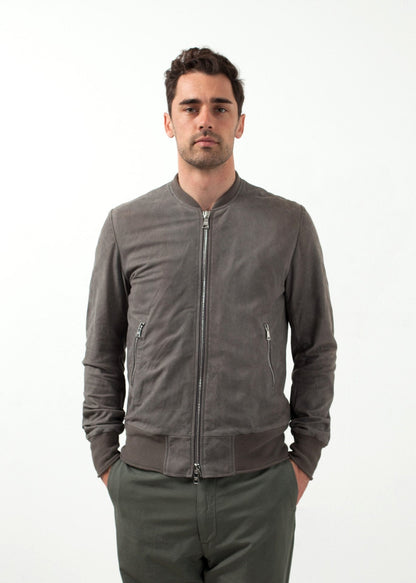 Leather Bomber Jacket in Dust (6707086131294)