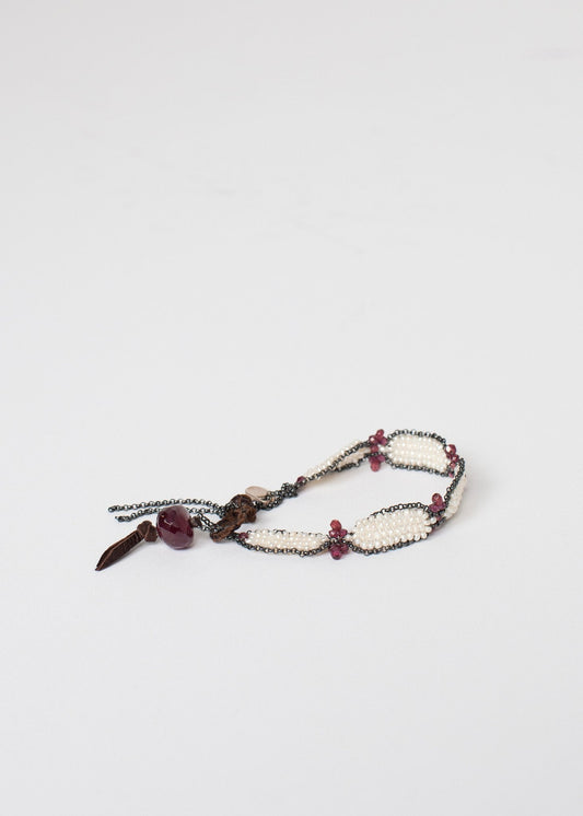 Garnet Bracelet in Frothy Pearl (6707094388830)