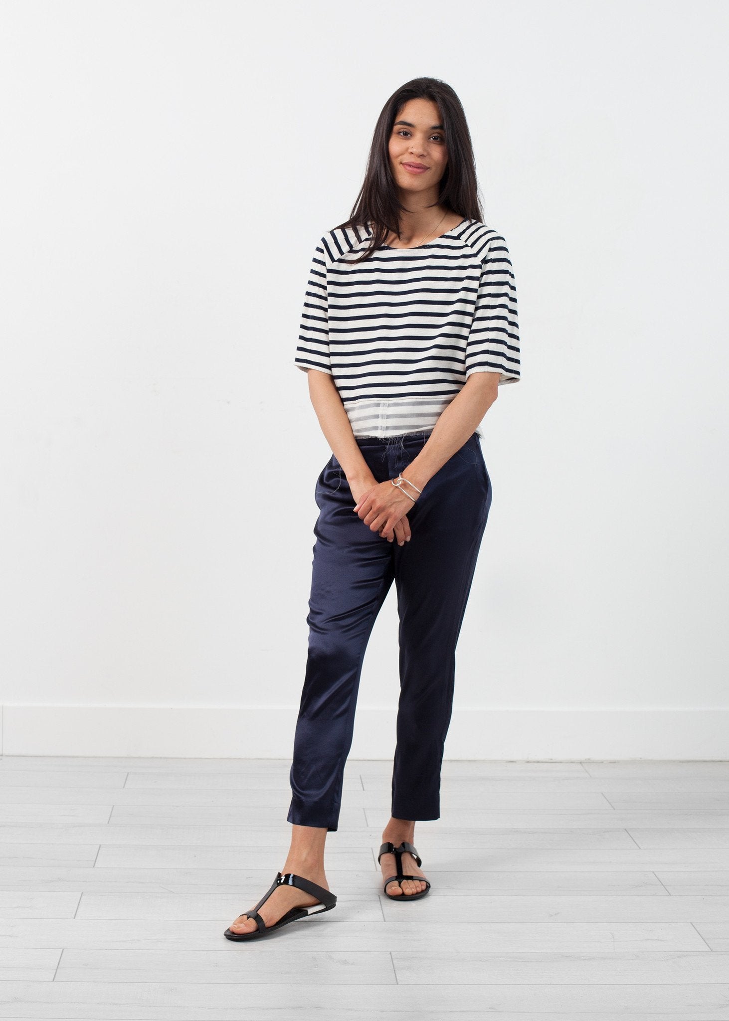 Sleeve Top in Navy Stripe (6707095568478)