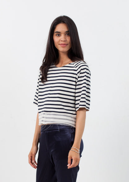 Sleeve Top in Navy Stripe (6707095568478)