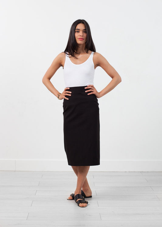 Long Pencil Skirt in Black (6707090194526)