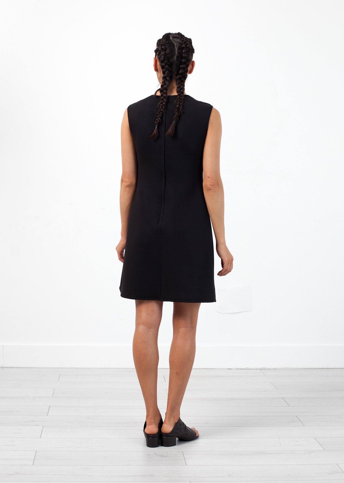 Neoprene Flower Dress in Black (6707090489438)