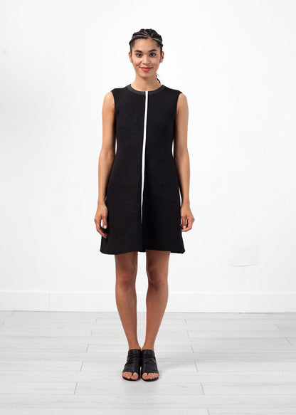 Neoprene Flower Dress in Black (6707090489438)