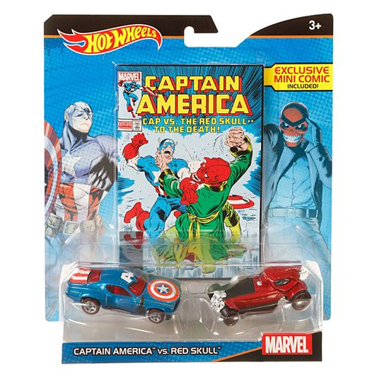 Hot Wheels Marvel Captain America vs. Red Skull Character Car 2-Pack with Mini Comic (6589227696222)