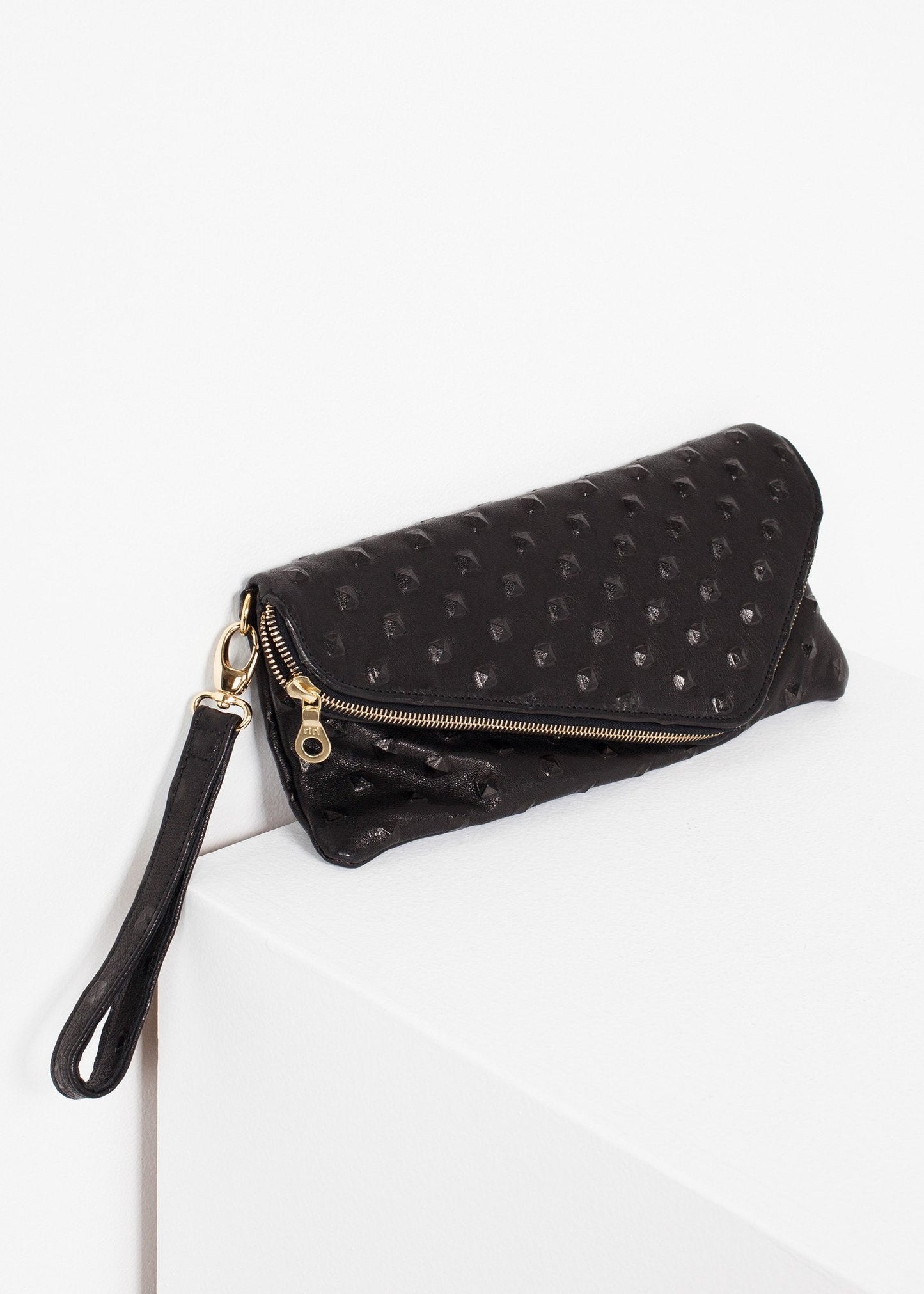 Roxanne Leather Clutch in Black (6707093012574)