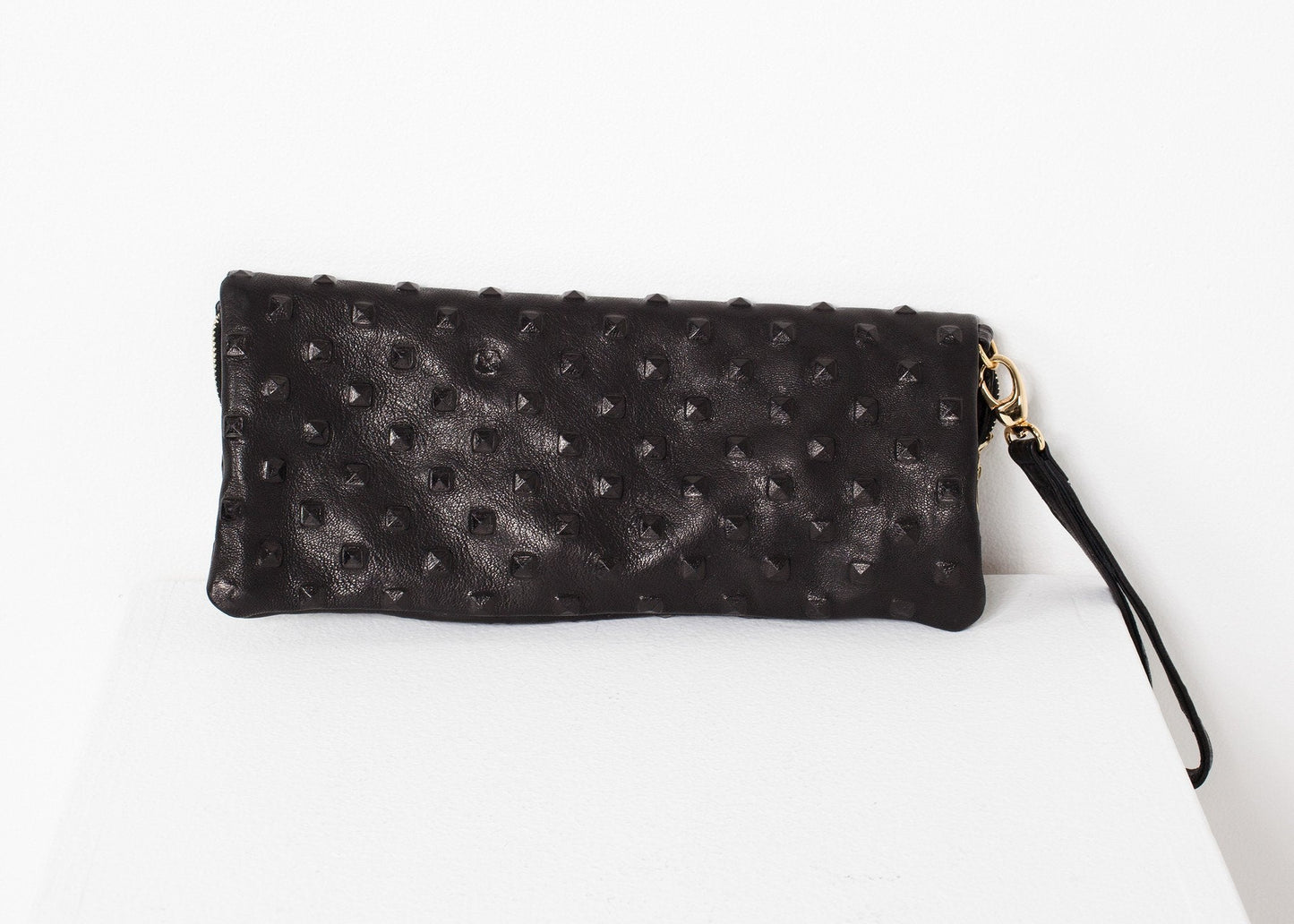 Roxanne Leather Clutch in Black (6707093012574)