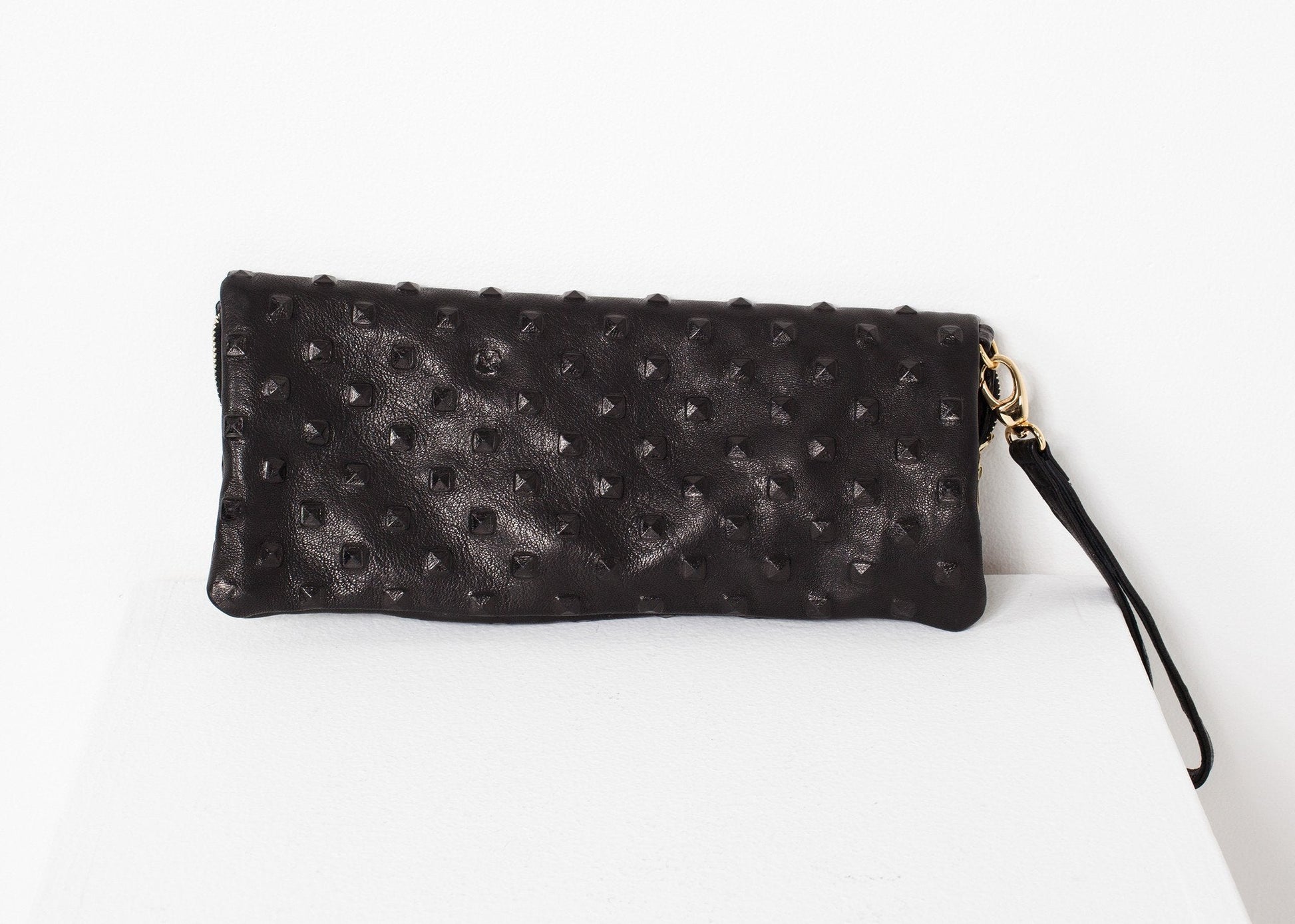 Roxanne Leather Clutch in Black (6707093012574)
