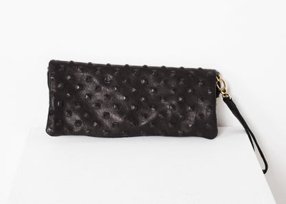 Roxanne Leather Clutch in Black (6707093012574)