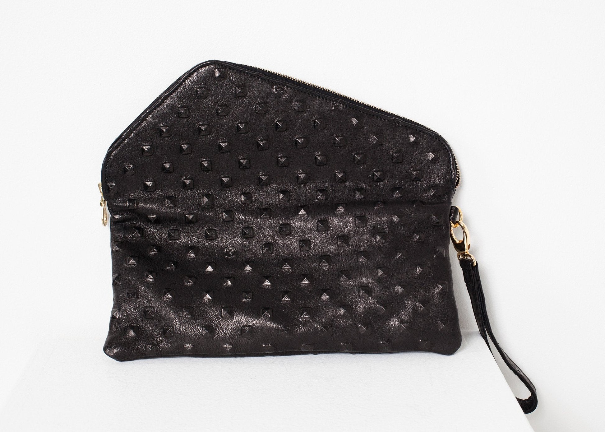 Roxanne Leather Clutch in Black (6707093012574)