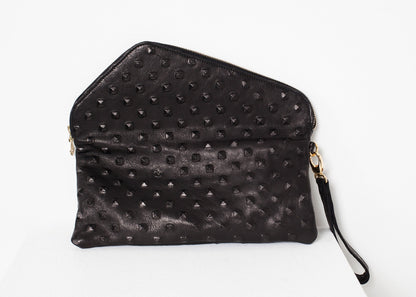 Roxanne Leather Clutch in Black (6707093012574)