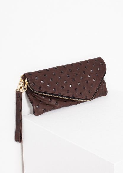 Roxanne Leather Clutch in Brown (6707092979806)