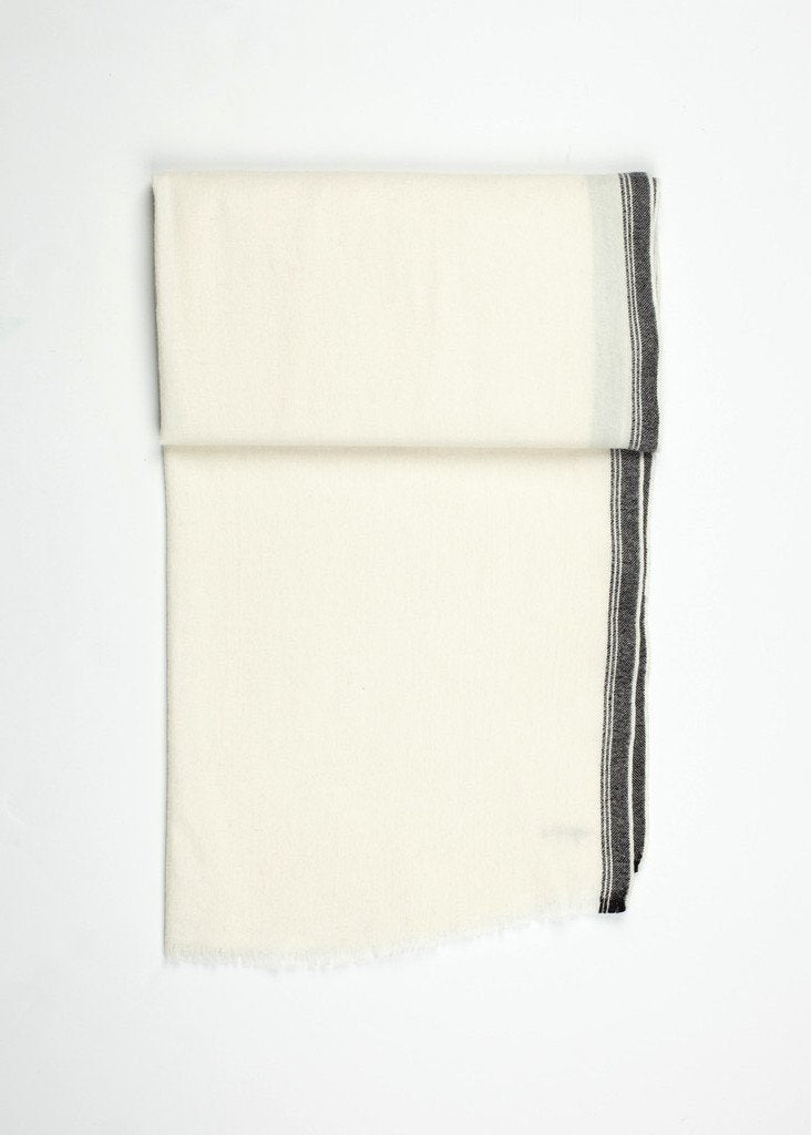 Edged Wool Scarf in Off White (6707103039582)