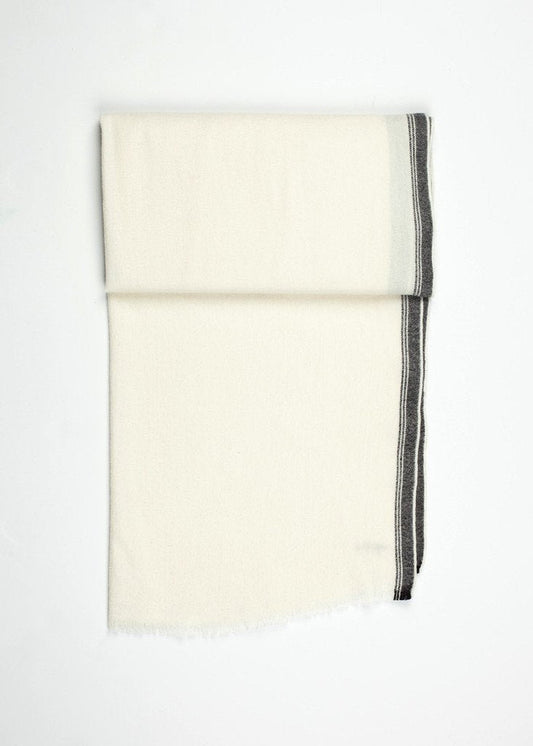 Edged Wool Scarf in Off White (6707103039582)