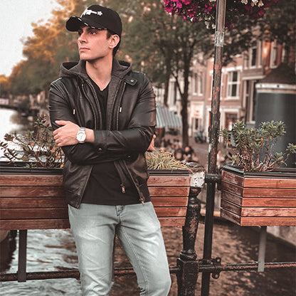 Full Sleeve Self Design men Jacket (6707057262686)