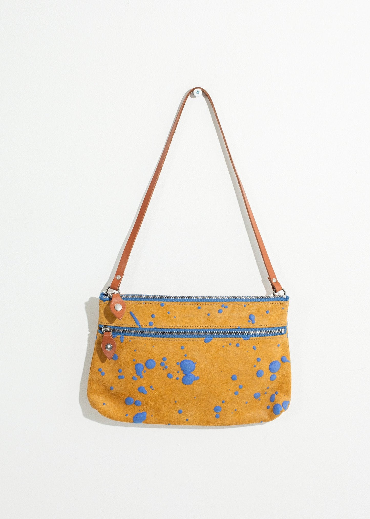 Ink Splatter Shoulder Bag in Mustard/Blue (6707105661022)