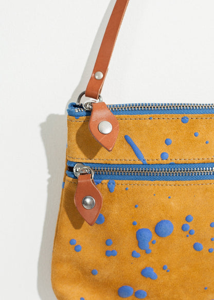 Ink Splatter Shoulder Bag in Mustard/Blue (6707105661022)