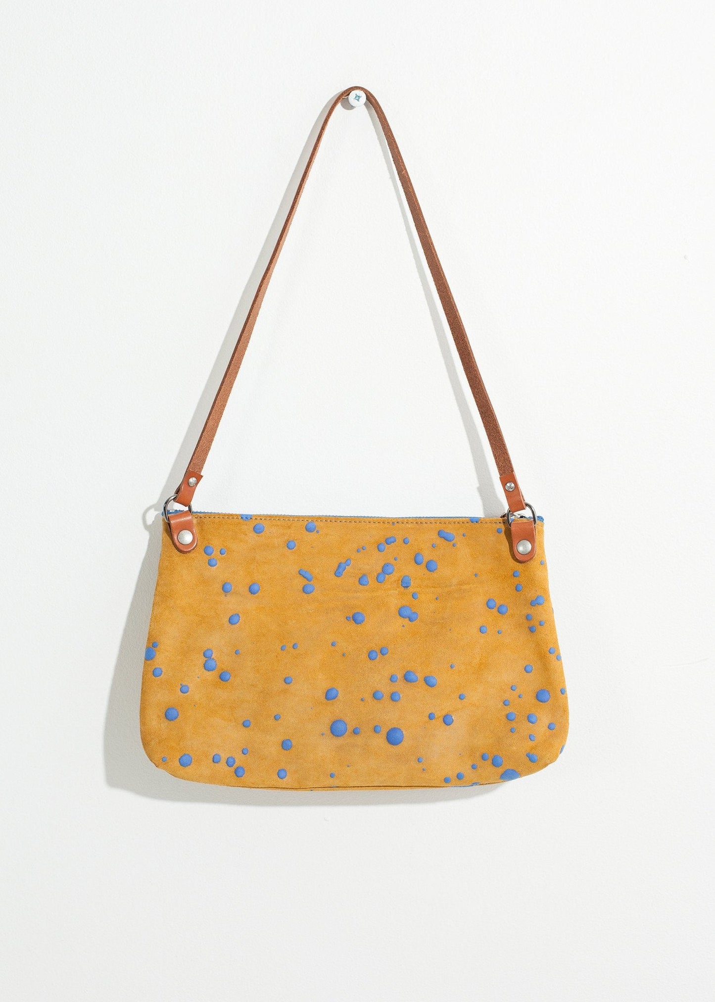Ink Splatter Shoulder Bag in Mustard/Blue (6707105661022)