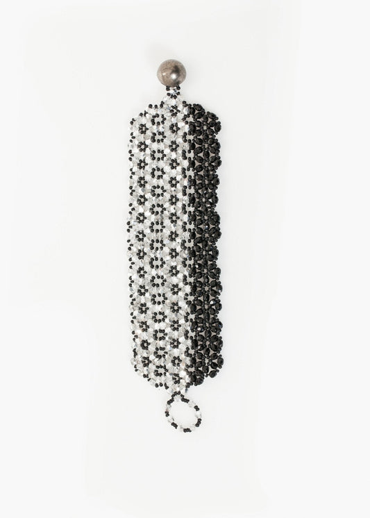 Lattice Bead Cuff in Silver/Black (6707101073502)