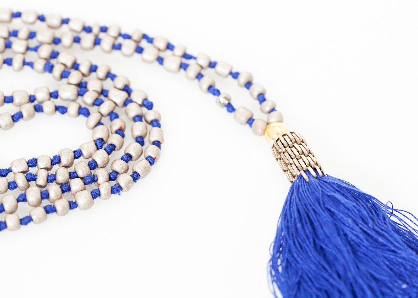 Prayer Bead Necklace in Grey/Blue (6707097763934)